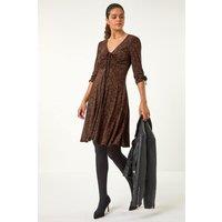 Roman Women's Ditsy Paisley Print Gathered Stretch Dress in Amber | Size: 18