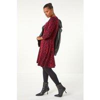 Roman Women's Leaf Print Skater Dress in Red | Size: 20