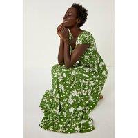 Roman Women's Floral Print Tiered Maxi Dress in Green | Size: 10