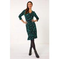 Roman Women's Floral Side Button Dress in Black | Size: 20