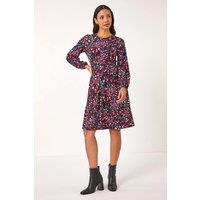 Roman Women's Floral Print Ruched Stretch Dress in Pink | Size: 20