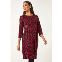 Roman Women's Geometric Pleated Pocket Shift Dress in Red | Size: 18