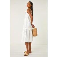 Roman Women's Broderie Frill Tiered Midi Dress in White | Size: 20