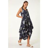 Roman Women's Abstract Bubble Hem Midi Dress in Navy | Size: 10