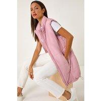 Roman Women's Quilted Zip Detail Longline Gilet in Pink | Size: 12