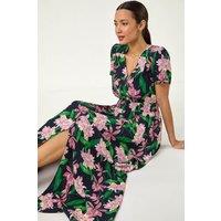Roman Women's Floral Shirred Maxi Dress in Pink | Size: 12