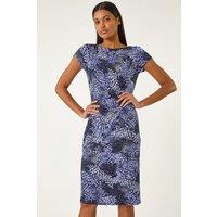 Roman Women's Floral Stretch Gathered Shift Dress in Lilac | Size: 20