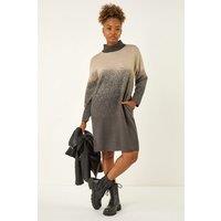Roman Women's Ombre Speckled Knit Dress in Grey | Size: Small