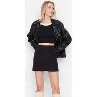 WOVCOR Women's A-Line Mini Woven Skirt with Structured Fit & Clean Finish in Black | Size: 6