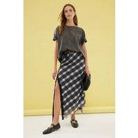 WOVCOR Women's Elastic Waist Midi Skirt with Argyle Pattern & Lace Trim Detail | Size: Small