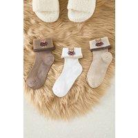 WOVCOR Women's 3 Pack Teddy Bear Jacquard Knit Crew Socks