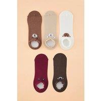 WOVCOR Women's 5 Pack Cotton Printed Knit Ankle Socks