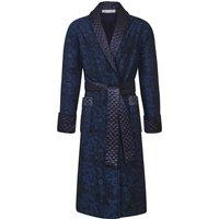 Bown of London Men's Sherlock Long Smoking Jacket in Blue | Size: Medium/Large