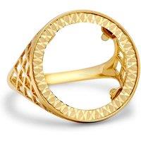 Jewelco London Men's 9ct Gold Basket 10th Ounce Krugerrand Brittania Coin Mount Ring | Size: J