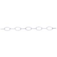 Jewelco London Men's Silver Round CZ Oval Halo Link Chain Bracelet in White