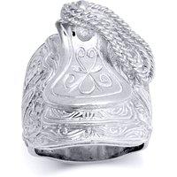 Jewelco London Men's Silver Carved Horse Saddle Stirrups Rope Craftsman Ring | Size: U