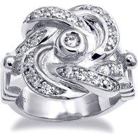 Jewelco London Men's Silver Round CZ Square Double Love Knot Ring | Size: V