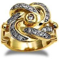 Jewelco London Men's Gold-Plated Silver Round CZ Square Double Love Knot Ring in Gold | Size: Y