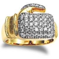 Jewelco London Men's Gold-Plated Silver Round CZ Encrusted MMA Boxing Glove Ring in Gold | Size: V