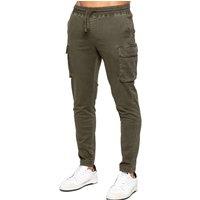 Enzo Men's Stretch Cargo Trousers in Khaki | Size: XL