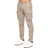 Enzo Men's Stretch Cargo Trousers in Beige | Size: Large