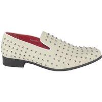 XPOSED Men's Stylish Suede Glitter Studded Loafers for Effortless Elegance in White | Size: 7
