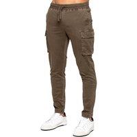Enzo Men's Stretch Cargo Trousers in Brown | Size: Medium
