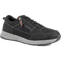Pavers Men's Wide Fit Zip & Lace Fasten Casual Trainers in Black | Size: 8