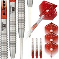 Unicorn Steel Tip Darts Set | Core XL Striker Series Style 2 | 80% Natural Tungsten Barrels | 23 g in Red