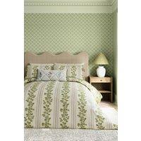 Sanderson 'Cobnut Stripe' Cotton Duvet Cover Set in Green | Size: Single