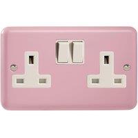 Varilight 2-Gang (Double), 13 Amp Switched Socket, Classic Lily Rose Pink XY5