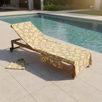 OHS Leopard Beach Towel with Bag Quick Dry Absorbent Travel Spa in Tan