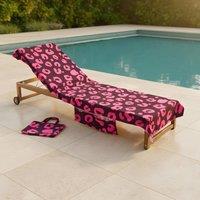 OHS Leopard Beach Towel with Bag Quick Dry Absorbent Travel Spa in Burgundy