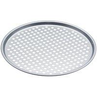 KitchenCraft Non-Stick Crisper Tray, Round Pizza Baking Tray, 33cm in Mid Grey