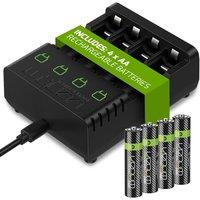 Venom Rechargeable Battery Charging Dock plus 4 x AA 2100 mAh Batteries in Black | Size: 5 Pack