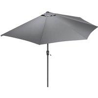 Christow 2.7m Half Parasol Garden Balcony Umbrella Steel Crank Handle UV Canopy in Grey