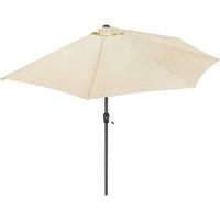 Christow 2.7m Half Parasol Garden Balcony Umbrella Steel Crank Handle UV Canopy in Beige