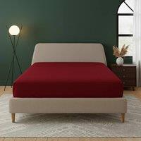 Snug City Flannelette Fitted Sheet Extra Deep 40cm Skirt Soft Brushed Cotton in Red | Size: Single