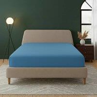 Snug City Flannelette Fitted Sheet Extra Deep 40cm Skirt Soft Brushed Cotton in Blue | Size: Double