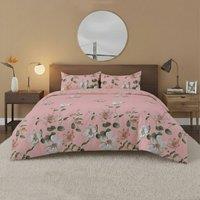 Snug City Flower Complete Bedding Set Duvet Cover Set Pillowcase Fitted Sheet in Pink | Size: King
