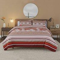 Snug City Floral Stripe Complete Bedding Set Duvet Cover Pillowcase Fitted Sheet | Size: King