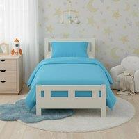 Snug City Flannelette Cotton Cot Bed Duvet Cover Set Brushed Warm Bedding Set in Blue
