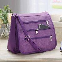 Coopers of Stortford RFID Protected Crossbody Organiser Bag in Textile in Plum