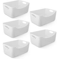 Keplin 5 Pack Plastic Studio Basket - Container Boxes for Storage Organising in White