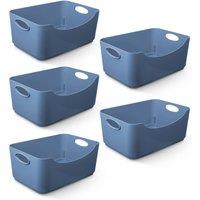 Keplin 5 Pack Plastic Studio Basket - Container Boxes for Storage Organising in Blue
