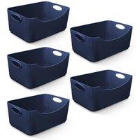 Keplin 5 Pack Plastic Studio Basket - Container Boxes for Storage Organising in Navy