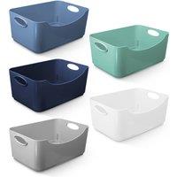 Keplin 5 Pack Plastic Studio Basket - Container Boxes for Storage Organising
