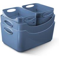 Keplin 6 Pack Plastic Studio Basket - Container Boxes for Storage Organising in Blue