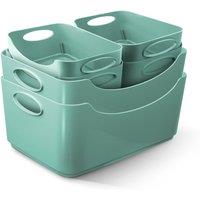 Keplin 6 Pack Plastic Studio Basket - Container Boxes for Storage Organising in Teal