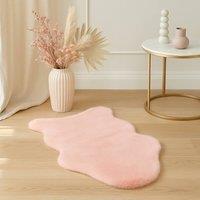 Voltico Super Soft Faux Fur Rug - Luxury Accent Rug for Bedroom & Lounge in Pale Pink | Size: 100 cm x 110 cm